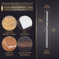 Fresa espiral de carburo sólido de un solo filo con vástago de 1/8 de pulgada para router CNC, herramientas de corte para acrílico, plástico, PVC y madera