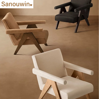 Fauteuil de salon populaire à une place, confortable, en tissu avec cadre en bois massif pour la décoration de la maison