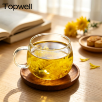 Tasse en verre borosilicate haut de gamme TOPWELL 400 ml avec poignée en verre, style moderne, résistante à la chaleur, passe au micro-ondes, passe au lave-vaisselle