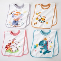 Bavoir de lavage pour bébé en polaire corail, motif dessin animé, réutilisable, doux, imperméable, imprimé, réversible, serviette à salive pour enfants, vente en gros