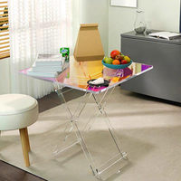 Table pliante en acrylique transparent personnalisé pour salon meubles de maison café décontracté chambre table d'appoint design contemporain