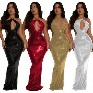 Robe de soirée moulante sans bretelles en satin et paillettes pour femmes, nouvelle arrivée - Product Image 4