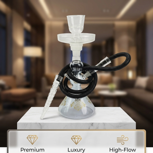 Ensemble de chicha en cristal à motif doré pour salon de chicha, maison, terrasse extérieure de luxe, bar, club, café, occasions élégantes - Product Image 1