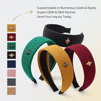 Headband lebar elastis poliester warna solid yang dapat disesuaikan, buatan tangan, untuk wanita, penggunaan sehari-hari kasual