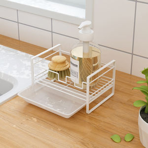 Cucina a parete in metallo <span class=keywords><strong>bagno</strong></span> squisito lavello sapone spazzola per la pulizia spugna asciugamano straccio scarico portaoggetti organizzatore rack - Product Image 4