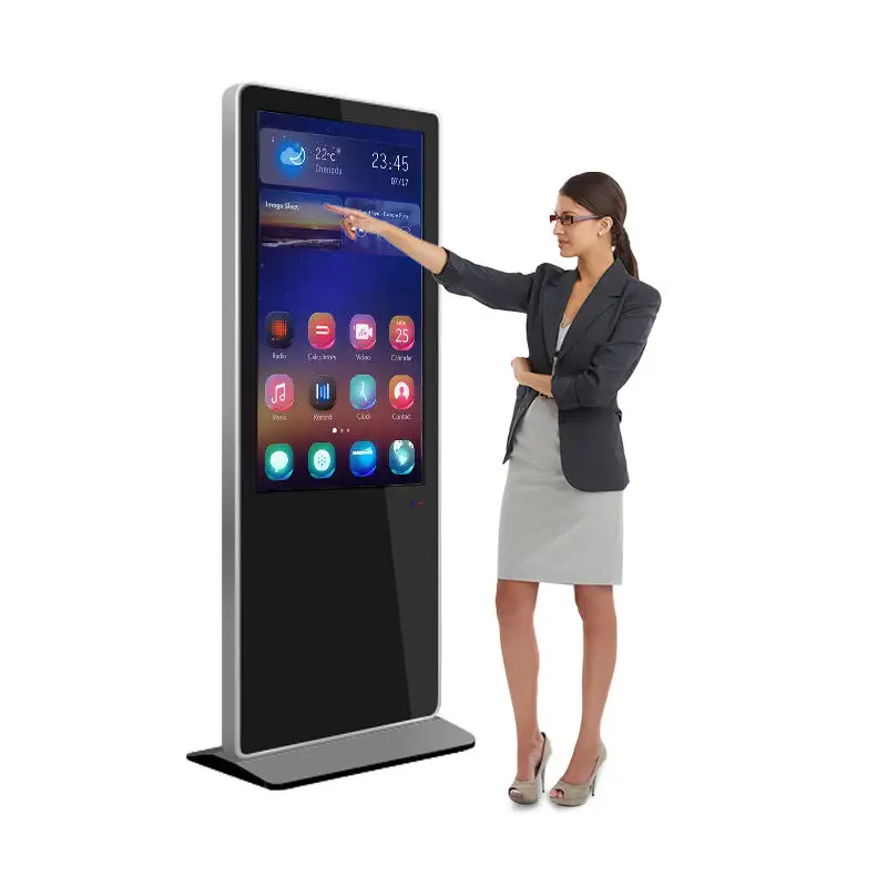 55 polegadas Indoor Touch Screen Lcd Outdoor Publicidade Totem Quiosque Cms Software Display LED Digital Signage e Displays