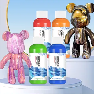 Peinture acrylique à verser DIY Violent Bear Set Peinture Fluide Art Accessoires Art Peinture Eau Peinture Set pour Enfants 1set 60ml 26 Couleurs