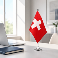 Drapeau de table suisse personnalisé de haute qualité, drapeau de bureau, taille et logo personnalisables, vente en gros, décoration de bureau et de maison
