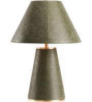Lampe de table moderne en cuir vert olive avec base en laiton et abat-jour en cuir, lampe de chevet pour chambre à coucher, salon, bureau