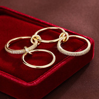 Bague superposée raffinée et étincelante, élégante, en or, au design de niche charmant, accessoire décoratif pour elle