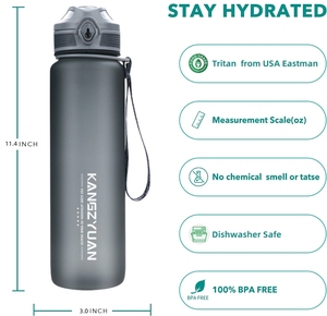 Bình nước thể thao nhự<span class=keywords><strong>a</strong></span> Tritan không BPA, dung tích 1 lít (32oz), có thể tái sử dụng, thương hiệu KANGZYUAN, dùng cho cắm trại, leo núi, du lịch - Product Image 2