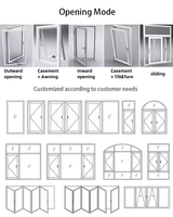 Ventanas aisladas a prueba de sonido vidrio laminado de aluminio doble acristalamiento ventanas de giro de inclinación ventana de aluminio