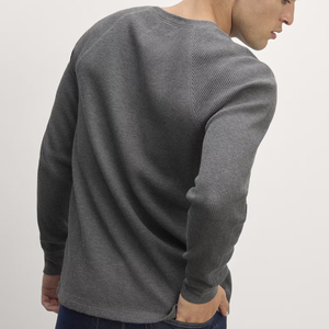 長袖Tシャツオーガニックコットンヘンリーシャツ男性用ワッフル男性用ヘンリーシャツカスタム男性用ヘンリーシャツ - Product Image 2