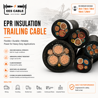 Câble minier en caoutchouc 3/C CU 5KV Type SHD-GC avec blindage tressé Cu/Nylon et gaine CPE, conducteur de mise à la terre 90 ° C