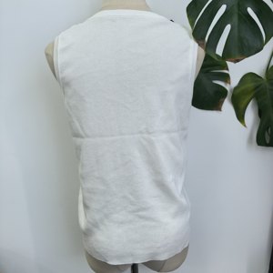 <span class=keywords><strong>Gilet</strong></span> en tricot <span class=keywords><strong>blanc</strong></span> élégant orné de strass pour <span class=keywords><strong>femme</strong></span>, haut <span class=keywords><strong>sans</strong></span> manches à col noué et perles, style preppy de luxe - Product Image 4