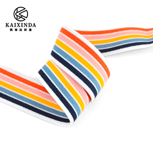Vente en gros d'usine : Bande élastique en polyester colorée arc-en-ciel, à rayures multicolores, pour accessoires vestimentaires, ceintures et sangles décoratives - Product Image 4