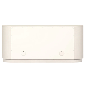 Buffet Amelia, fabriqué de manière unique à partir de lin peint en ivoire, un buffet aux courbes magnifiques qui donne une forme généreuse à un espace de rangement spacieux. - Product Image 4