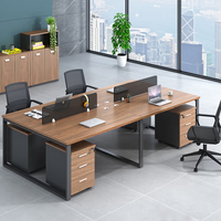 Bureau de direction commercial minimaliste moderne avec armoire latérale, design simple, grand bureau informatique en bois résistant aux taches HD-0D-07