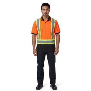 Polo de sécurité en polyester personnalisé, uniforme de sécurité haute visibilité, jaune marine, réfléchissant, polos de haute qualité - Product Image 1
