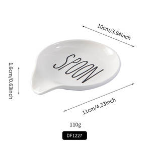 DF1227 Reposacucharas de Cerámica Blanca, Soporte para Cucharas de Cocina Minimalista, Patrón Personalizable, Estilo Japonés - Product Image 2