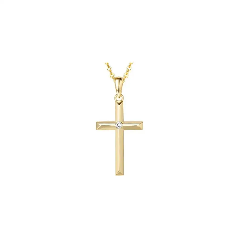 Collier pendentif croix crucifix en or massif 18 carats petit 0.025cttw diamant bijoux fins cadeaux d'anniversaire d'anniversaire pour femmes filles.