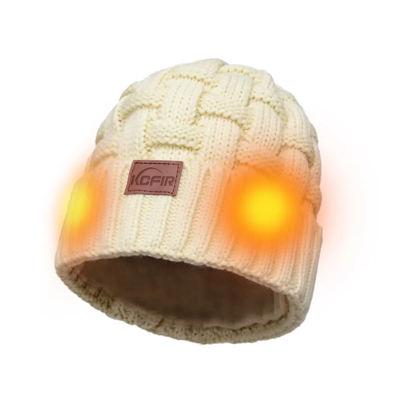 Kış yıkanabilir isıtmalı örme şapka 7.4V 2000mAh şarj edilebilir ısı kap kadınlar için sıcak elektrikli ısıtma kapağı