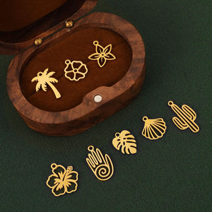 Olivia - Dije de Acero Inoxidable con Baño de Oro de 18k, Diseño de Árbol de Coco, Flor, Concha, Hoja, Cactus, para Hacer Joyas - Product Image 1