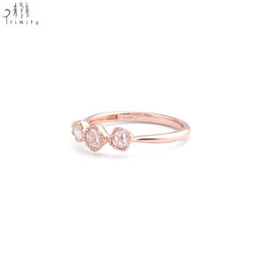 Anillo de diamantes naturales de alta calidad, nuevo producto al por mayor, corte rosa, joyería de oro rosa macizo de 18 quilates para parejas. - Product Image 2
