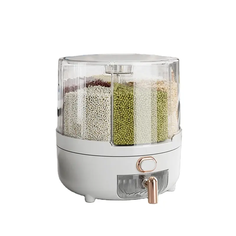 This Year's Most Popular Rose Gold Decoration 6-Grid Food Rice Grain Dispenser Round Food Container