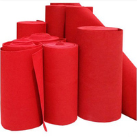 Tapis d'exposition rouge uni en rouleau, aiguilleté, non-tissé, en polyester, antidérapant, facile à installer, pour mariage, intérieur, extérieur, pique-nique, voiture