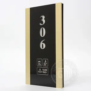 Gold frame Luxury Hotel Electronic 433 wireless Doorplate Touch Doorbell Switch with Room Number Display