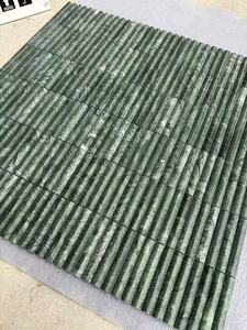 Mosaïque de marbre vert à rayures, moderne, étanche, pour crédence murale de cuisine et salle de bain, 3D concave, finition polie, style <span class=keywords><strong>KitKat</strong></span> - Product Image 3