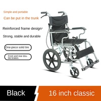 Silla de ruedas ligera plegable manual de 16 pulgadas al por mayor, Scooter portátil sencillo para ancianos y discapacitados, fácil de usar