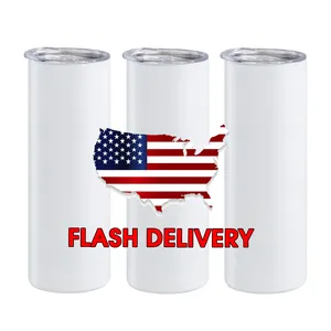 USA Großhandel 20 oz Skinny Straight Sublimation Becher mit Straw sWhite Edelstahl 30 oz Rohlinge Sublimation Skinny Tumbler