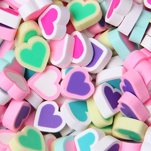 Charmes en <span class=keywords><strong>argile</strong></span> polymère en forme de cœur rond artificiel, bonbons sucrés en guimauve, accessoires de bricolage, embellissements en <span class=keywords><strong>argile</strong></span> polymère - Product Image 3