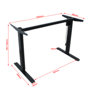Cadre de bureau électrique moderne noir à moteur unique, réglable en hauteur sur 2 niveaux, pour position assise ou debout, base de bureau ergonomique en métal