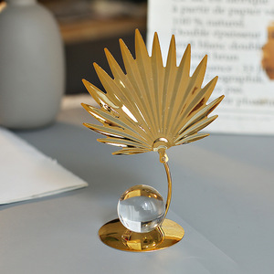 Home Decorative Objects Living Room Tabletop <b>Crystal</b> <b>Ball</b> Plants Tree Crafts Metal Leaf Sculptures - Product Image 5