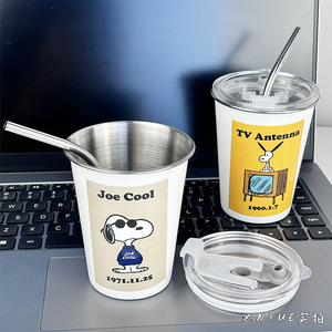 Stainless Steel Coffee <b>Cup</b> Tumbler With Straw Portable For Travel <b>Cold</b> Drinks - Product Image 4
