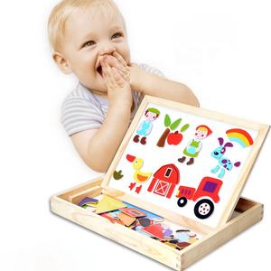 Rompecabezas magnético de doble cara para niños, tablero de dibujo de madera, juguetes educativos, animales, portátil - Product Image 5