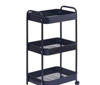 Chariot de rangement mobile moderne à 3 niveaux avec paniers en maille, étagère mobile, chariot utilitaire de cuisine en métal, fin et compact, vente en gros