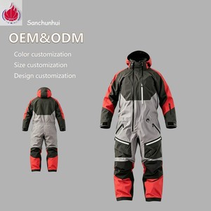 Combinaison de ski imperméable pour homme, grande taille, à capuche, avec logo personnalisé, vente en gros OEM, combinaison de <span class=keywords><strong>snowboard</strong></span> d'hiver à blocs de couleur - Product Image 1