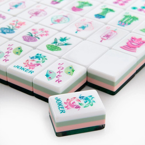 Green Water-Cut Diamond American Mini Hand-Shuffled Four-Layer Colorblock Acrylic Portable Mahjong Tiles Casual <b>Entertainment</b> - Product Image 5