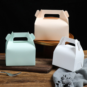 Mini Cake <b>Box</b> Paperboard Rectangle With Handle For Dessert Packaging White Card Color Food Grade Portable Gift <b>Box</b> - Product Image 2
