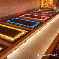 Îlot de cuisine de luxe Agate verte naturelle Carreaux de sol Onyx translucide Marbre Pierres précieuses Panneaux muraux de douche en gros