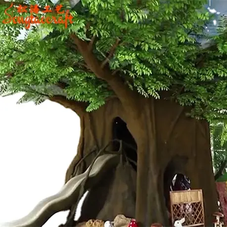 बड़ा इनडोर परियोजना सजावटी कृत्रिम विस्तृत चड्डी नंदी और बरगद का पेड़ नकली पेड़ के साथ दरवाजा