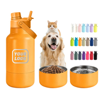 Bouteille d'eau portable 2-en-1 en acier inoxydable de 32 oz (946 ml) avec logo personnalisé et récipient alimentaire pour animaux de compagnie