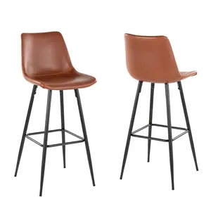 Großhandel Bar Möbel Metall Tritt hocker Leder Counter Barhocker Home Stuhl mit Fuß stütze Barhocker für die Küche