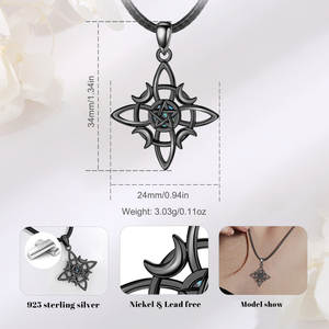 Merryshine ibu dari mutiara simpul ajaib Celtic liontin penyihir Pagan Wiccan simbol pistol hitam berlapis penyihir simpul kalung - Product Image 4