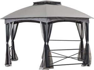 Toldos impermeables Oxford para exteriores, cúpula de terraza, hexagonal, gris, patio para reemplazar el árbol - Product Image 2