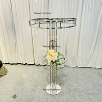 Décorations de table de mariage en acier inoxydable or brillant banquet événements support de fleurs de table